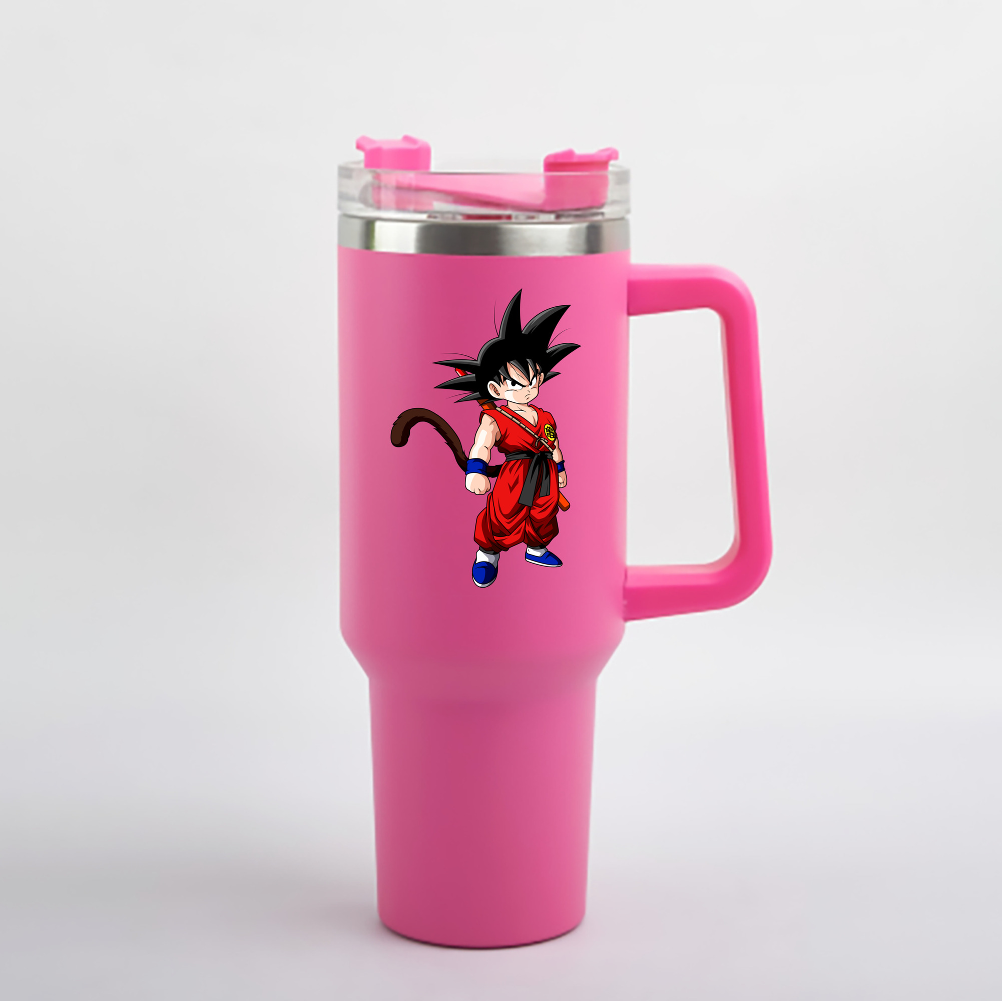 （画像用） ドラゴンボール 孫悟空（そん ごくう）Son Goku カカロット DRAGON BALL Kakarotto 1200mL車用タンブラー - クリスタルステッカー（プラスチックストロー付き）